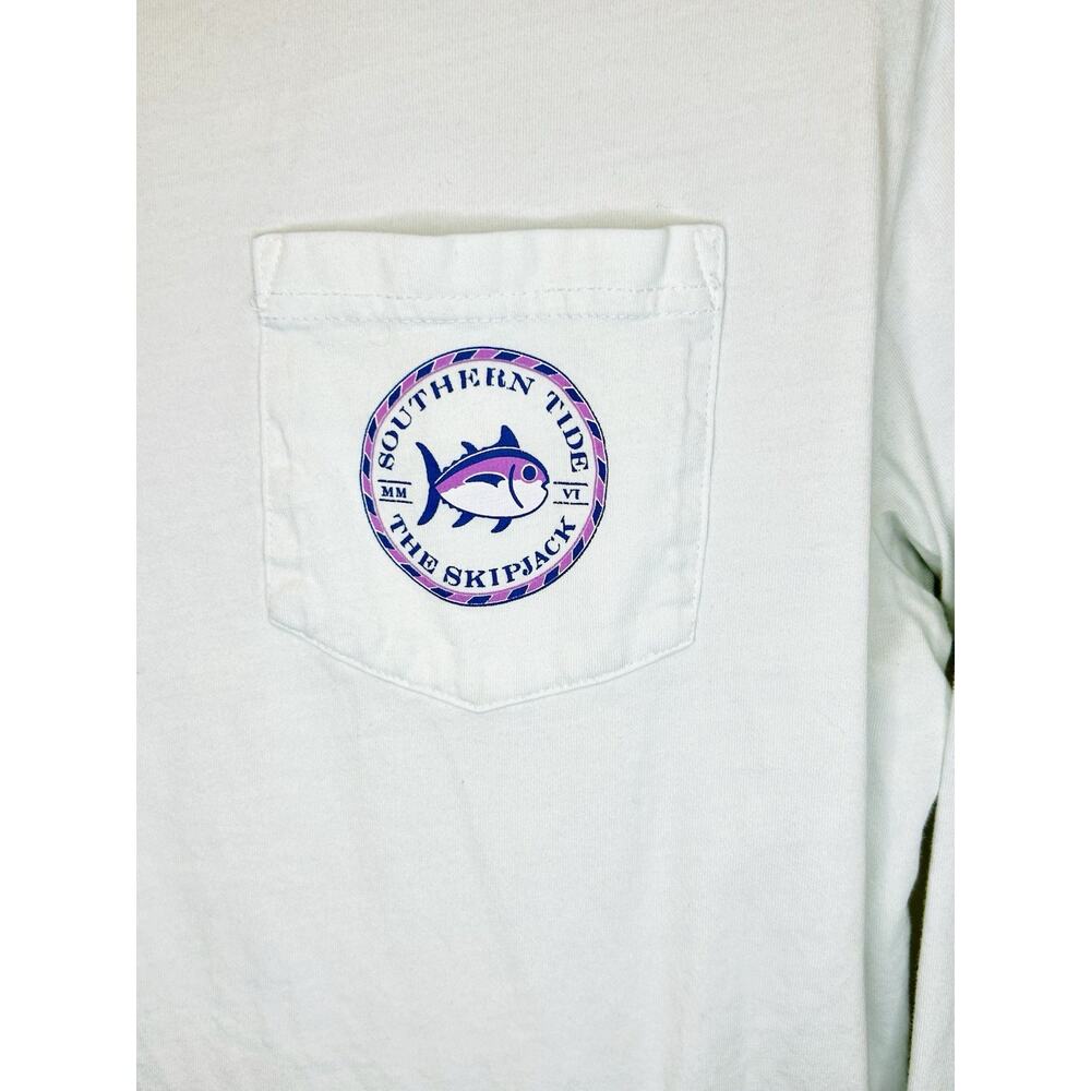SOUTHERN TIDE L/S ORIGINAL MEDALLION SKIPJACK TEE - WHITE- WOMEN’S MEDIUM - Picture 4 of 5